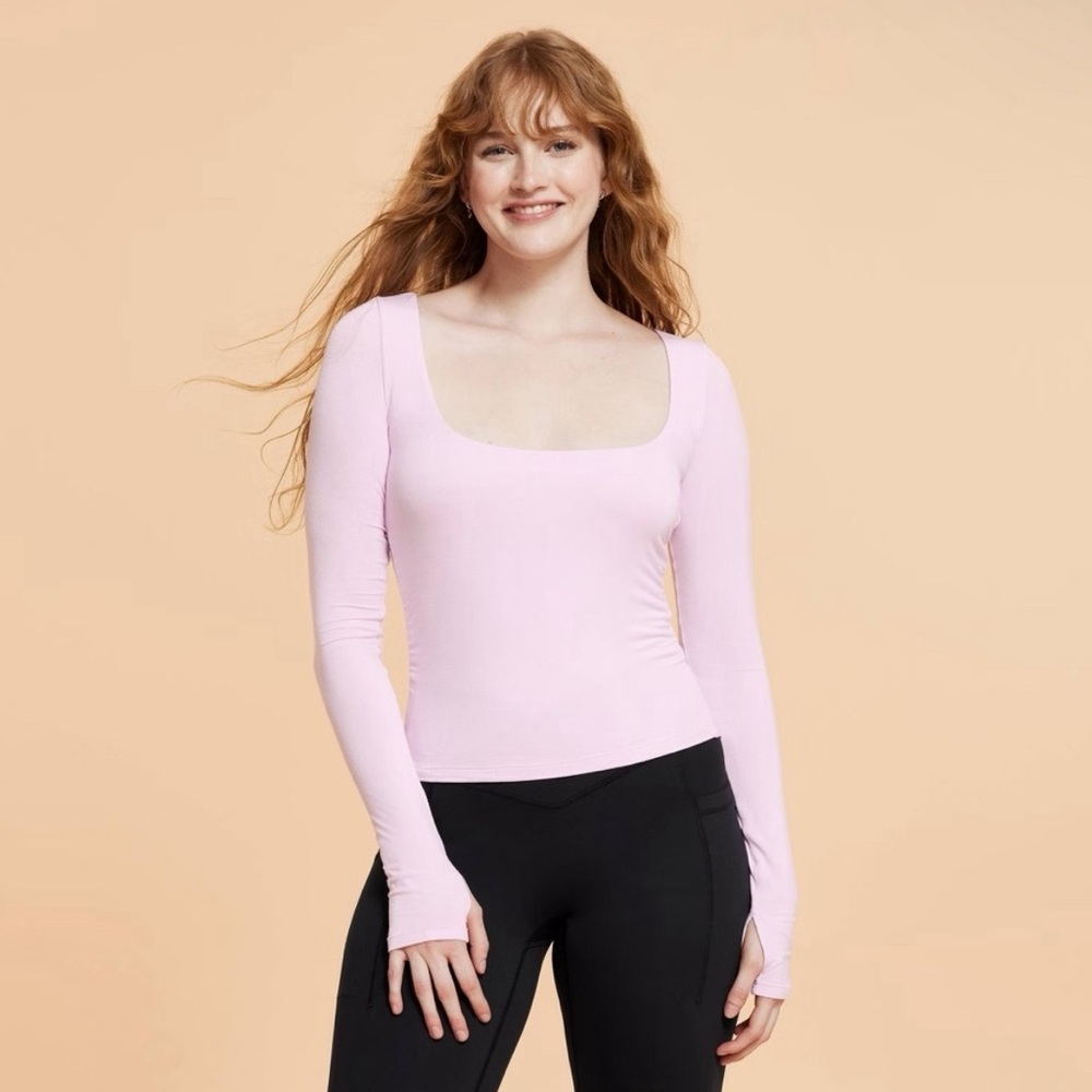 Blogilates Women's Love Story Long Sleeve Tie Bow Back Top Lilac Snow